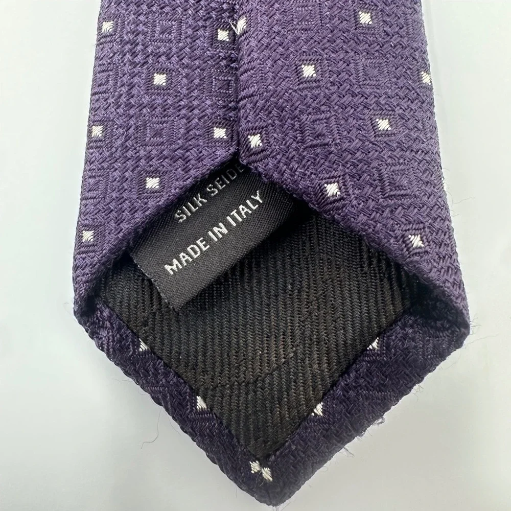 Canali Mens Purple Silk Geometric Diamond Dot Necktie Made in Italy